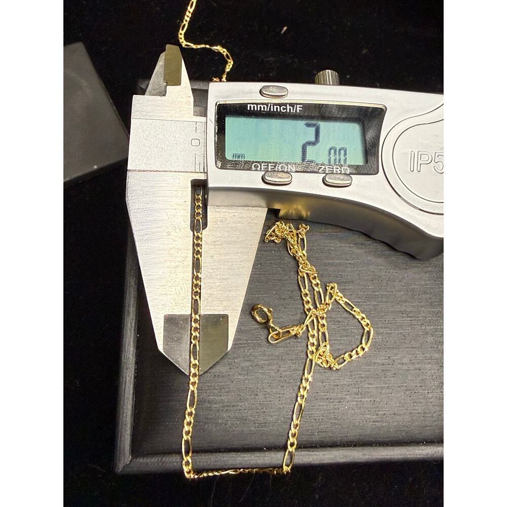 Jewelry Solid 10k Yellow Italian Gold Fígaro Link Chain 18” Long 2mm Wide - Picture 6 of 6